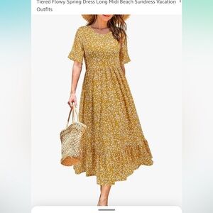 Yellow Floral Sundress with Pockets Size Medium
